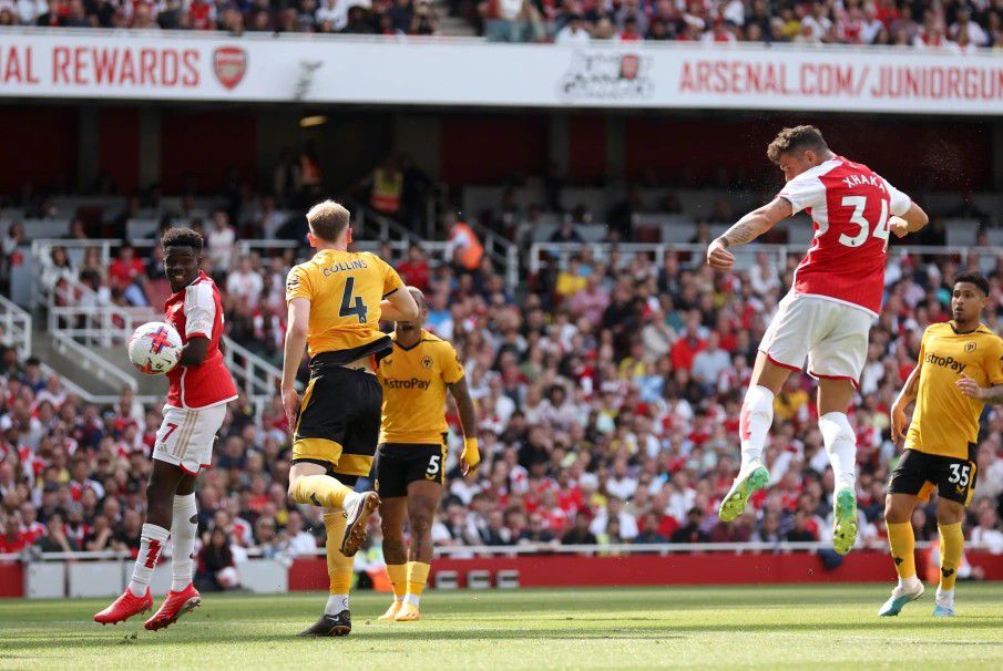 Granite Xhaka scroes brace in Arsenal vs wolves